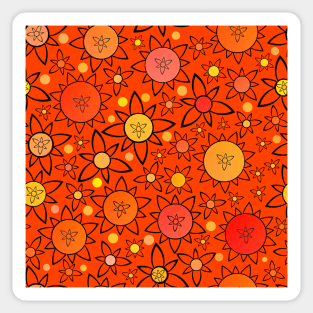 Flower Suns Warm on Dark Red Orange Repeat 5748 Sticker